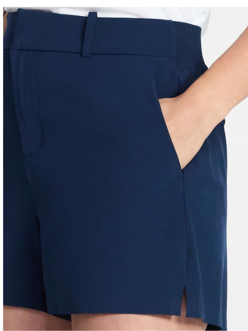 High-Rise Navy Women’s Tailored Shorts - Picture 3 of 8